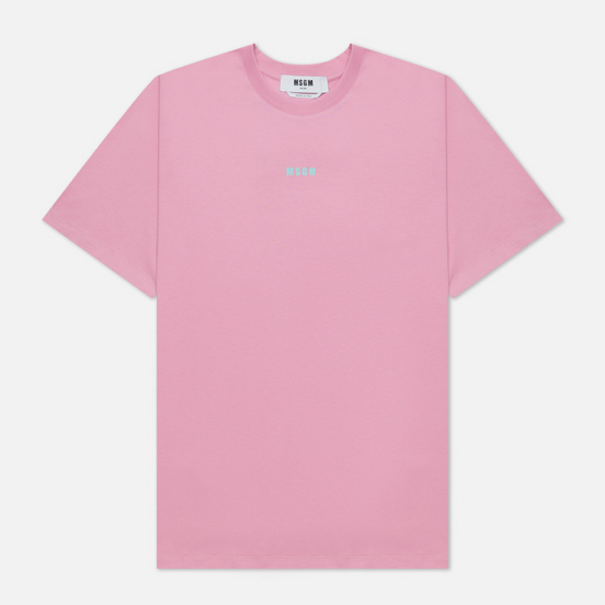 Мужская футболка MSGM Micrologo Seasonal Crew Neck Bright Pink/White