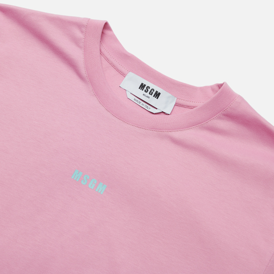 Мужская футболка MSGM Micrologo Seasonal Crew Neck Bright Pink/White