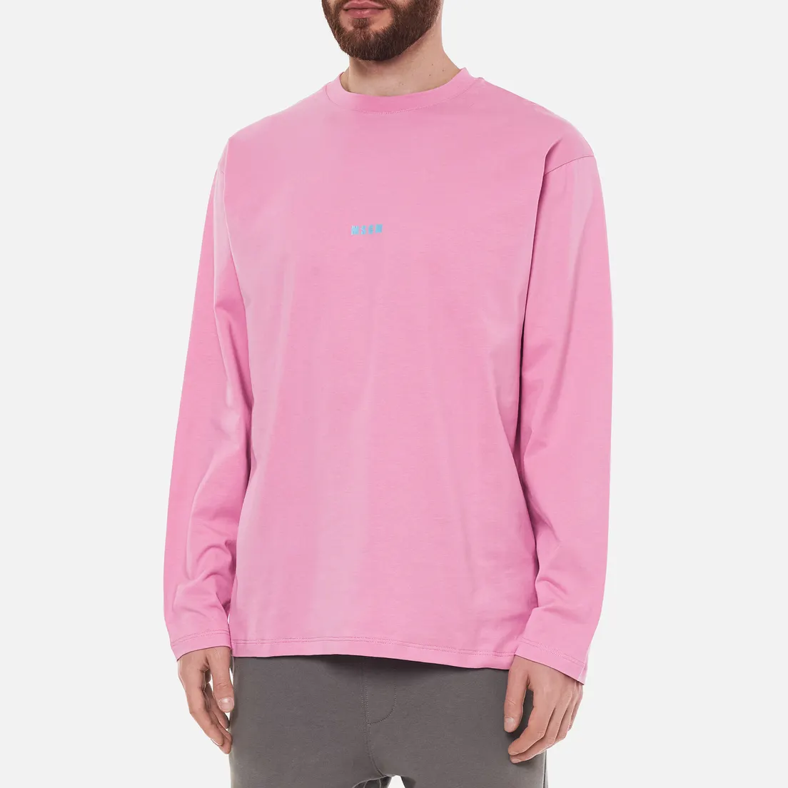 MSGM Мужской лонгслив Micrologo Seasonal Crew Neck