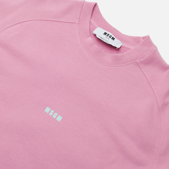 Мужская толстовка MSGM Micrologo Seasonal Crew Neck Bright Pink/White