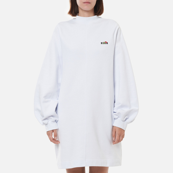 Женское платье MSGM Micrologo Rose Flower Optical White/Black