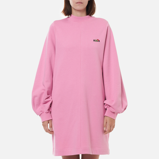 Женское платье MSGM Micrologo Rose Flower Bright Pink/Black