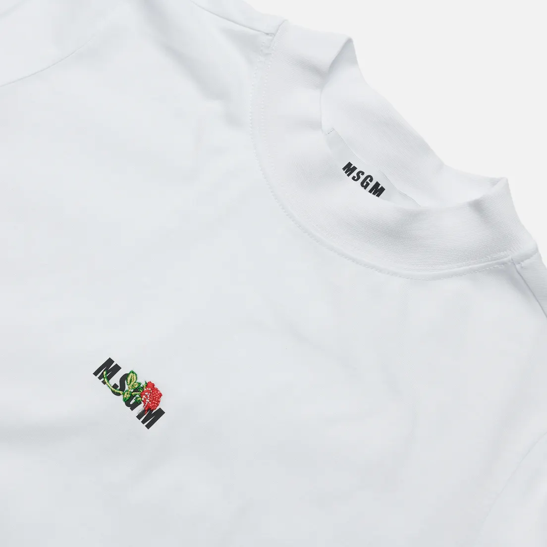 MSGM Женская футболка Micrologo Rose Flower Crew Neck