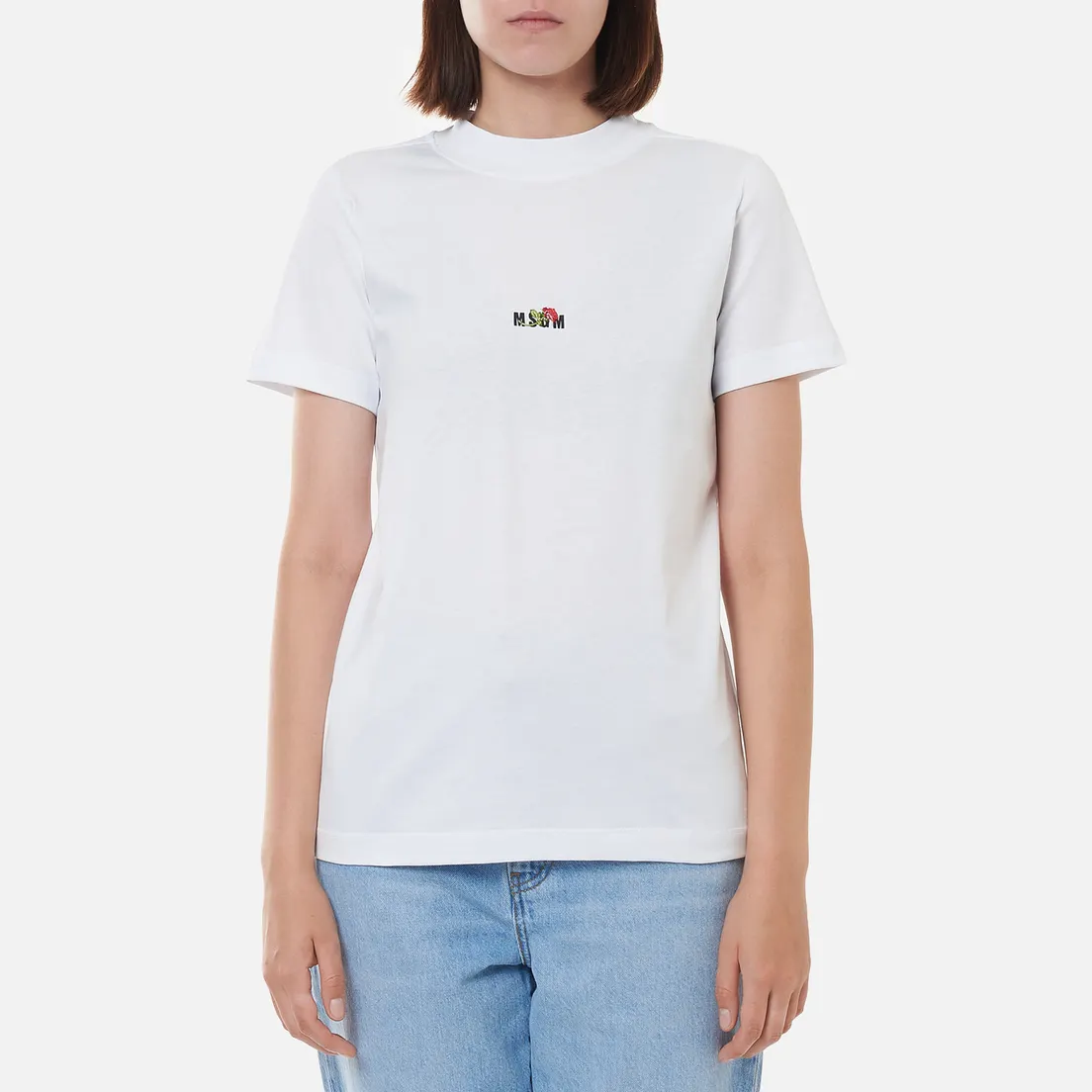 MSGM Женская футболка Micrologo Rose Flower Crew Neck