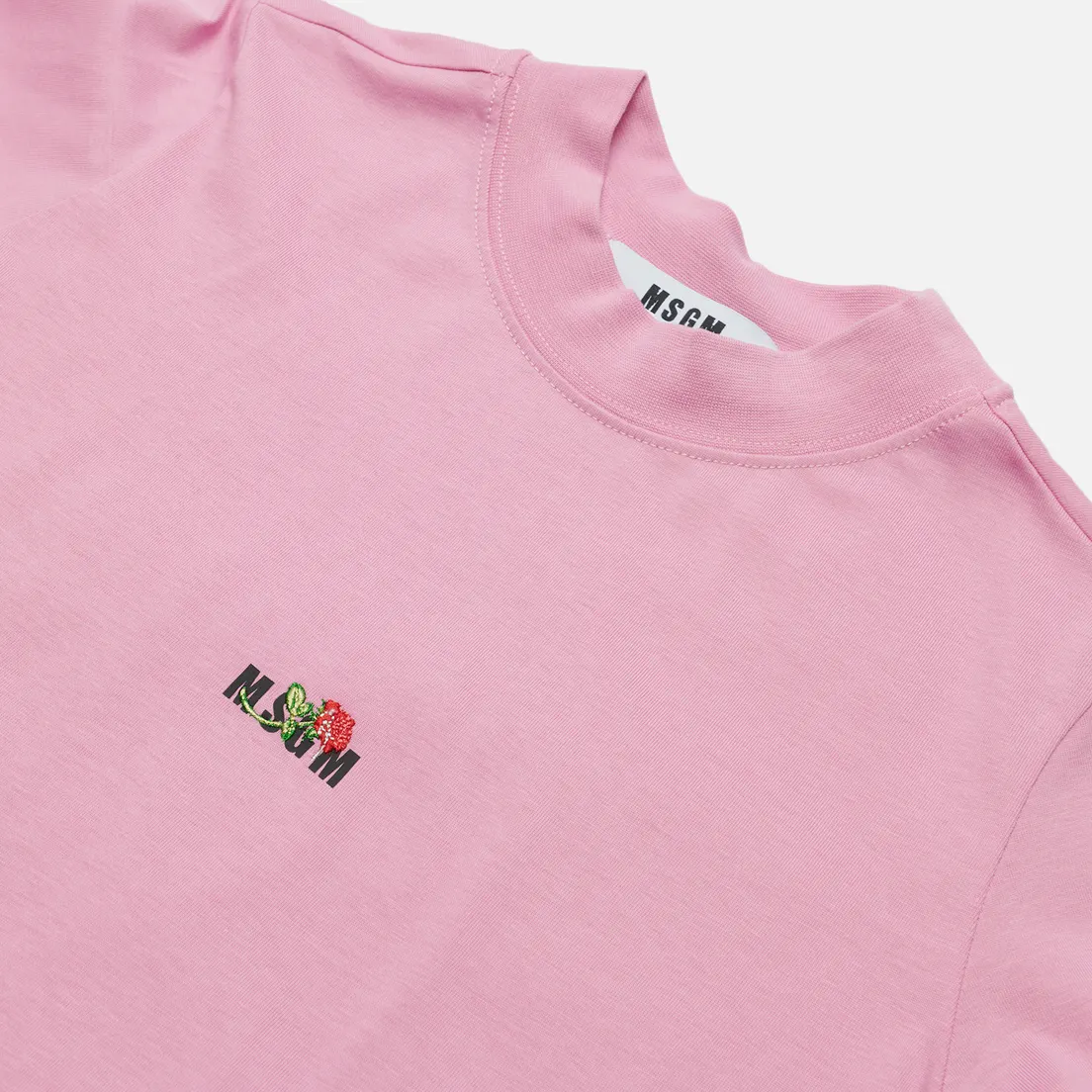 MSGM Женская футболка Micrologo Rose Flower Crew Neck
