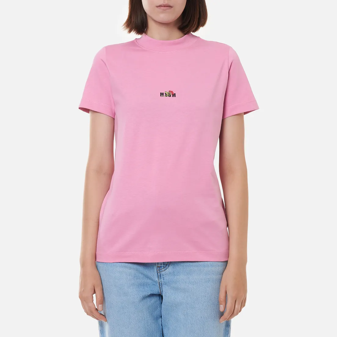 MSGM Женская футболка Micrologo Rose Flower Crew Neck