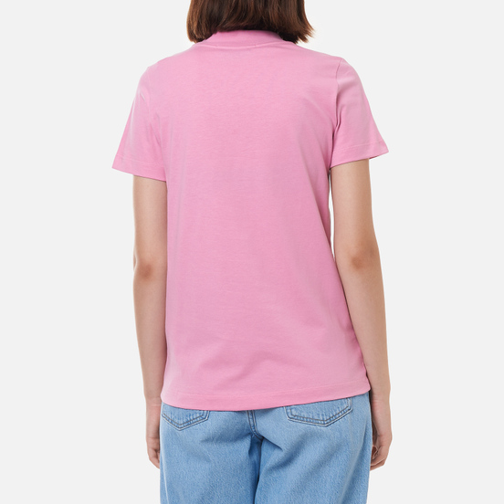 Женская футболка MSGM Micrologo Rose Flower Crew Neck Bright Pink/Black