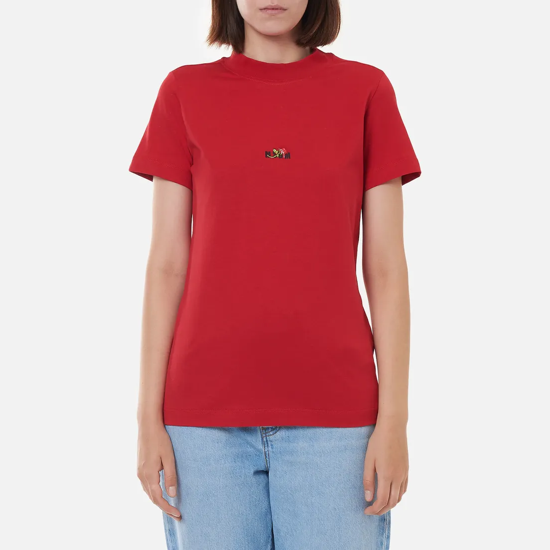 MSGM Женская футболка Micrologo Rose Flower Crew Neck