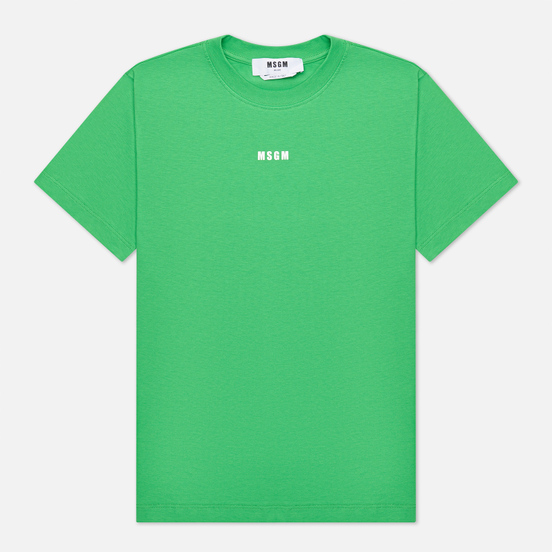 Женская футболка MSGM Micrologo Seasonal Crew Neck Classic Green/White