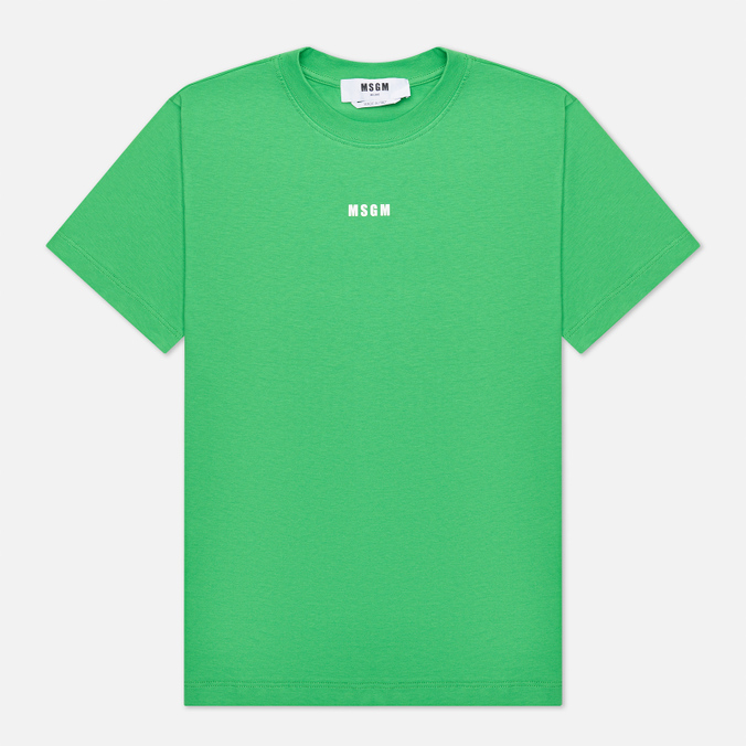 Женская футболка MSGM, цвет зелёный, размер S 3142MDM500 217798 36 Micrologo Seasonal Crew Neck - фото 1