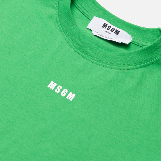 Женская футболка MSGM Micrologo Seasonal Crew Neck Classic Green/White