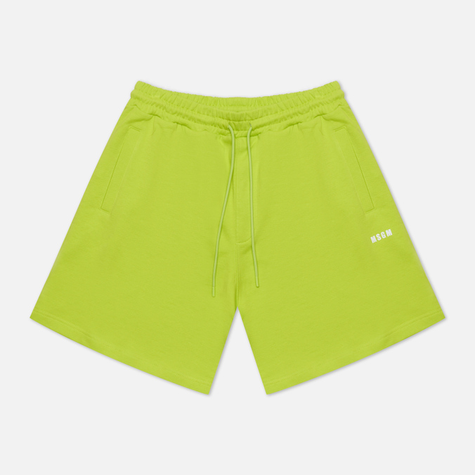 Мужские шорты MSGM, цвет зелёный, размер M 3240MB66 227299 33 Micrologo Seasonal Fleece Bermuda - фото 1
