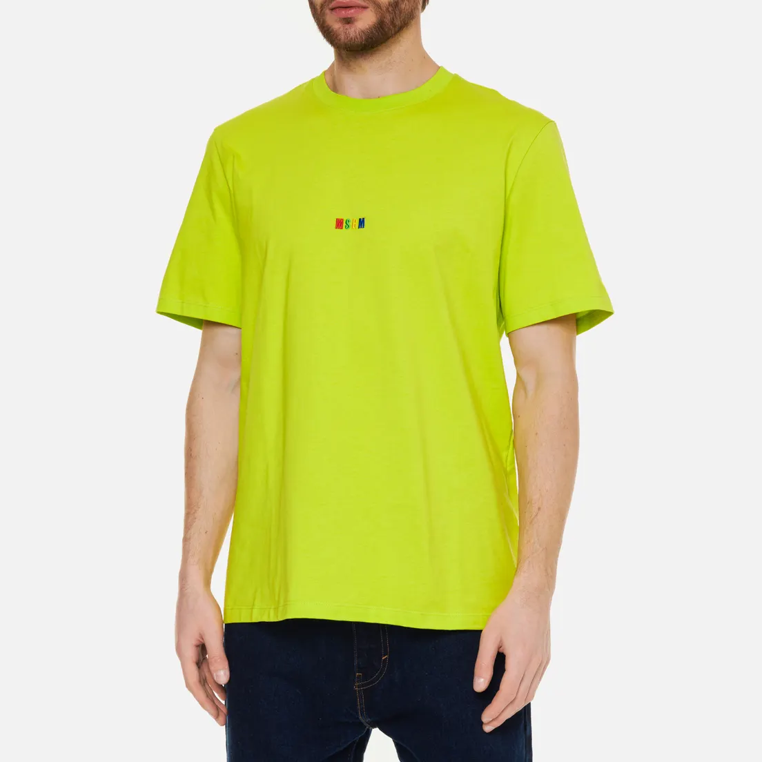 MSGM Мужская футболка Multicolor Micrologo Seasonal Crew Neck