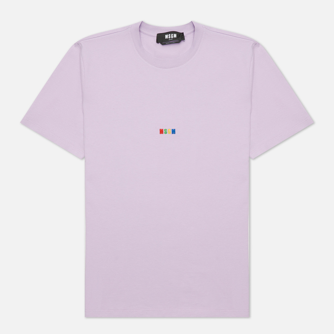 Мужская футболка MSGM, цвет фиолетовый, размер S 3240MM163 227298 70 Multicolor Micrologo Seasonal Crew Neck - фото 1