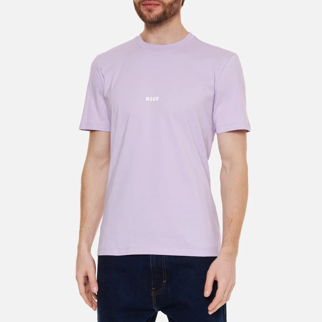 MSGM Мужская футболка Micrologo Seasonal Crew Neck