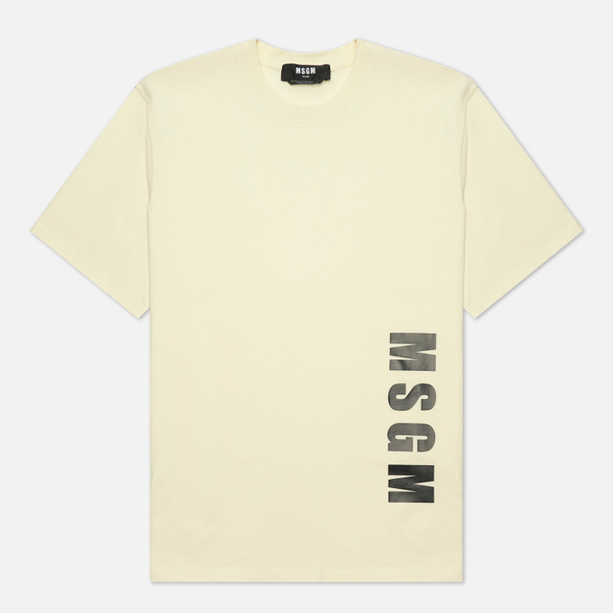 Мужская футболка MSGM, цвет бежевый, размер M 3240MM95 227298 03 Inverted Maxilogo Seasonal Crew Neck - фото 1