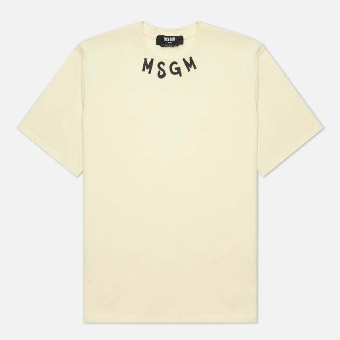 Мужская футболка MSGM, цвет бежевый, размер S 3240MM96 227298 03 Semicircular Logo Seasonal Crew Neck - фото 1