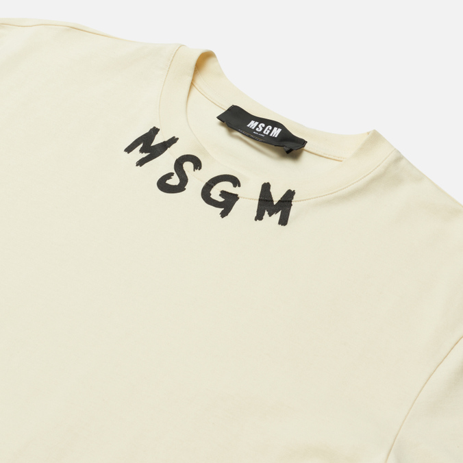 Мужская футболка MSGM, цвет бежевый, размер S 3240MM96 227298 03 Semicircular Logo Seasonal Crew Neck - фото 2