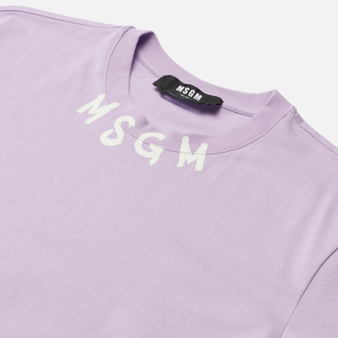 Мужская футболка MSGM, цвет фиолетовый, размер S 3240MM96 227298 70 Semicircular Logo Seasonal Crew Neck - фото 2
