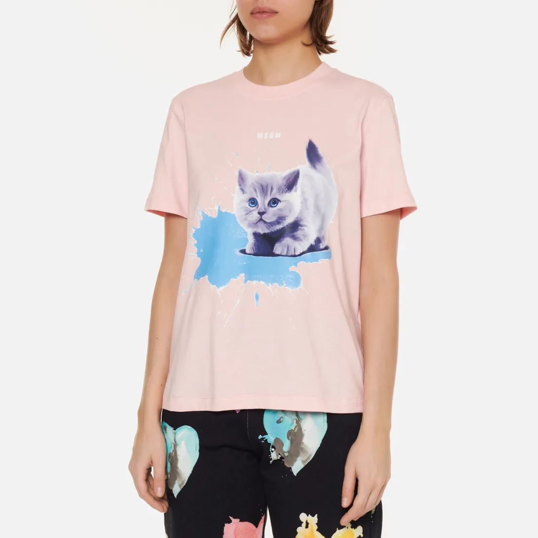 MSGM Женская футболка Kitten Micrologo Crew Neck