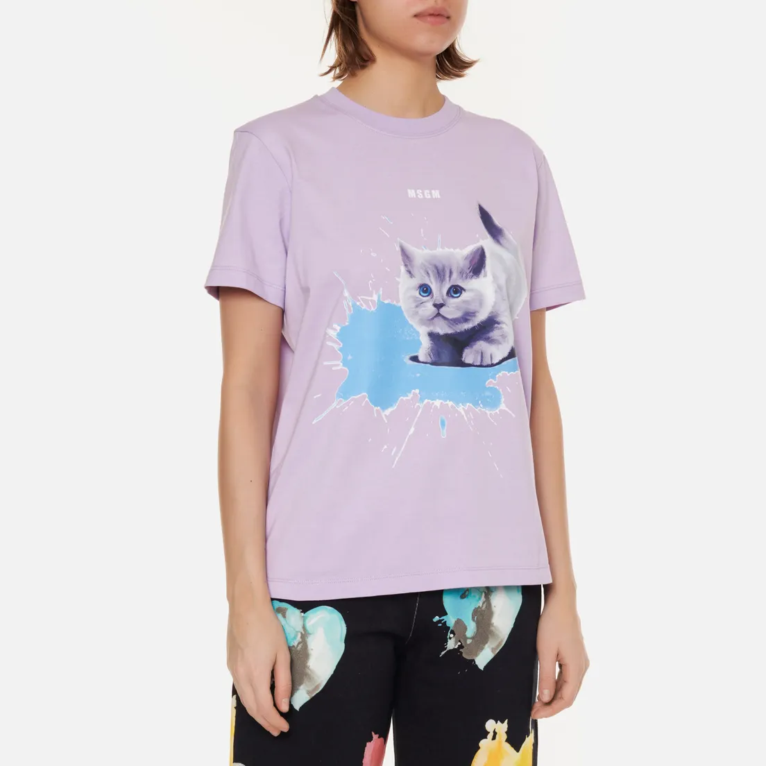 MSGM Женская футболка Kitten Micrologo Crew Neck
