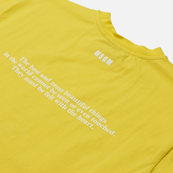 Женская футболка MSGM, цвет жёлтый, размер XS 3241MDM168 227298 06 Love Yourself Crew Neck - фото 3