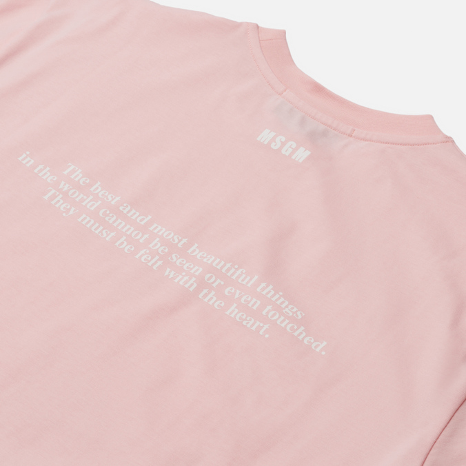 Женская футболка MSGM, цвет розовый, размер S 3241MDM168 227298 11 Love Yourself Crew Neck - фото 3