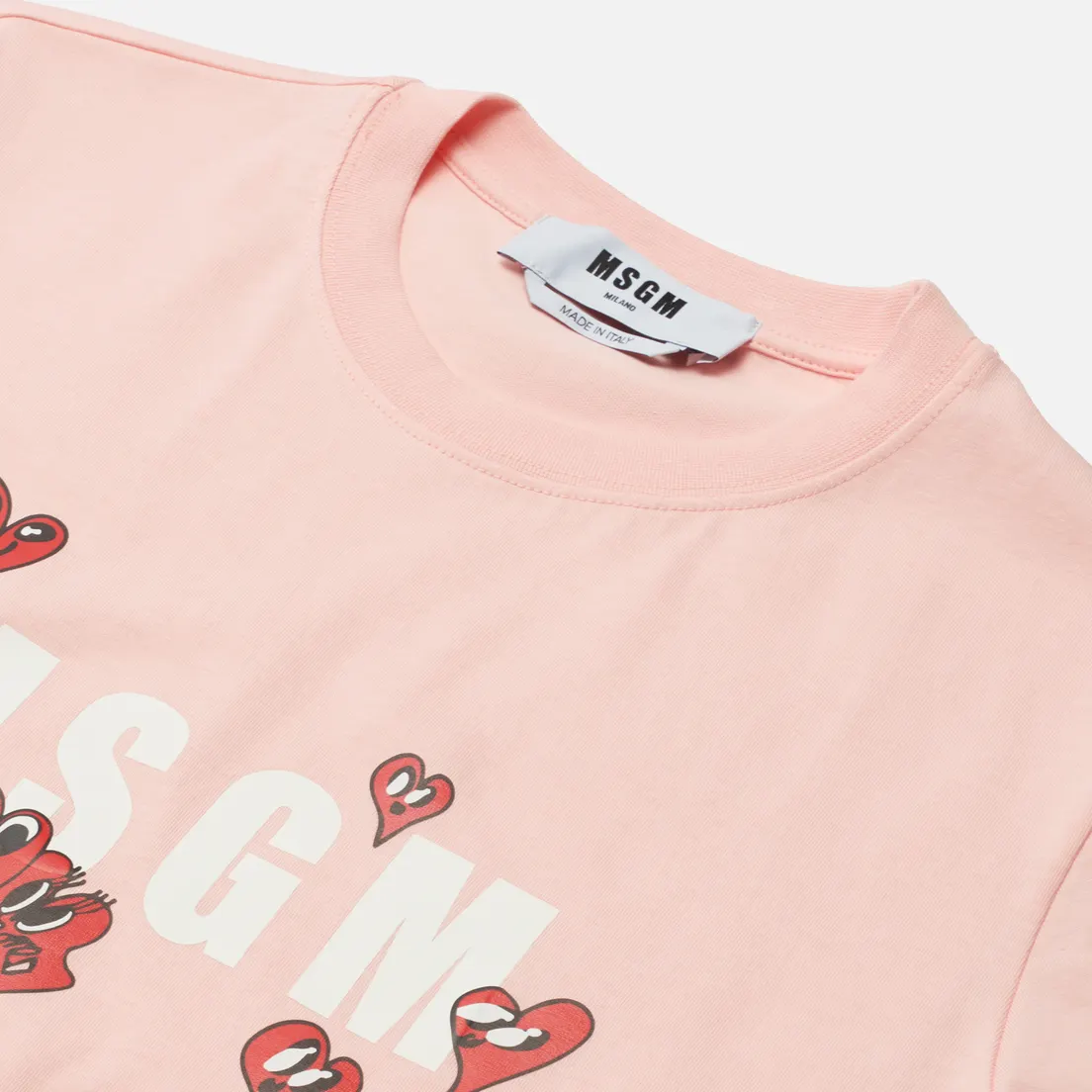 MSGM Женская футболка Cartoon Hearts Maxilogo Crew Neck