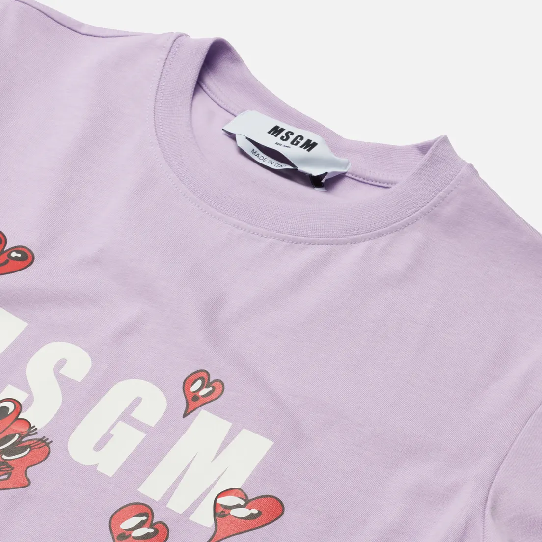MSGM Женская футболка Cartoon Hearts Maxilogo Crew Neck