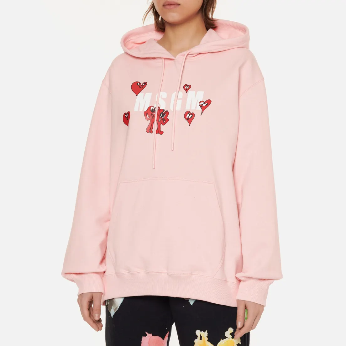 MSGM Женская толстовка Cartoon Hearts Maxilogo Hoodie