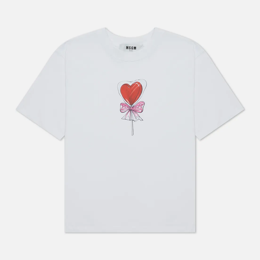 MSGM Женская футболка Lollipop Heart Crew Neck