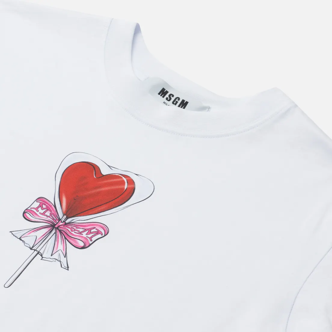 MSGM Женская футболка Lollipop Heart Crew Neck