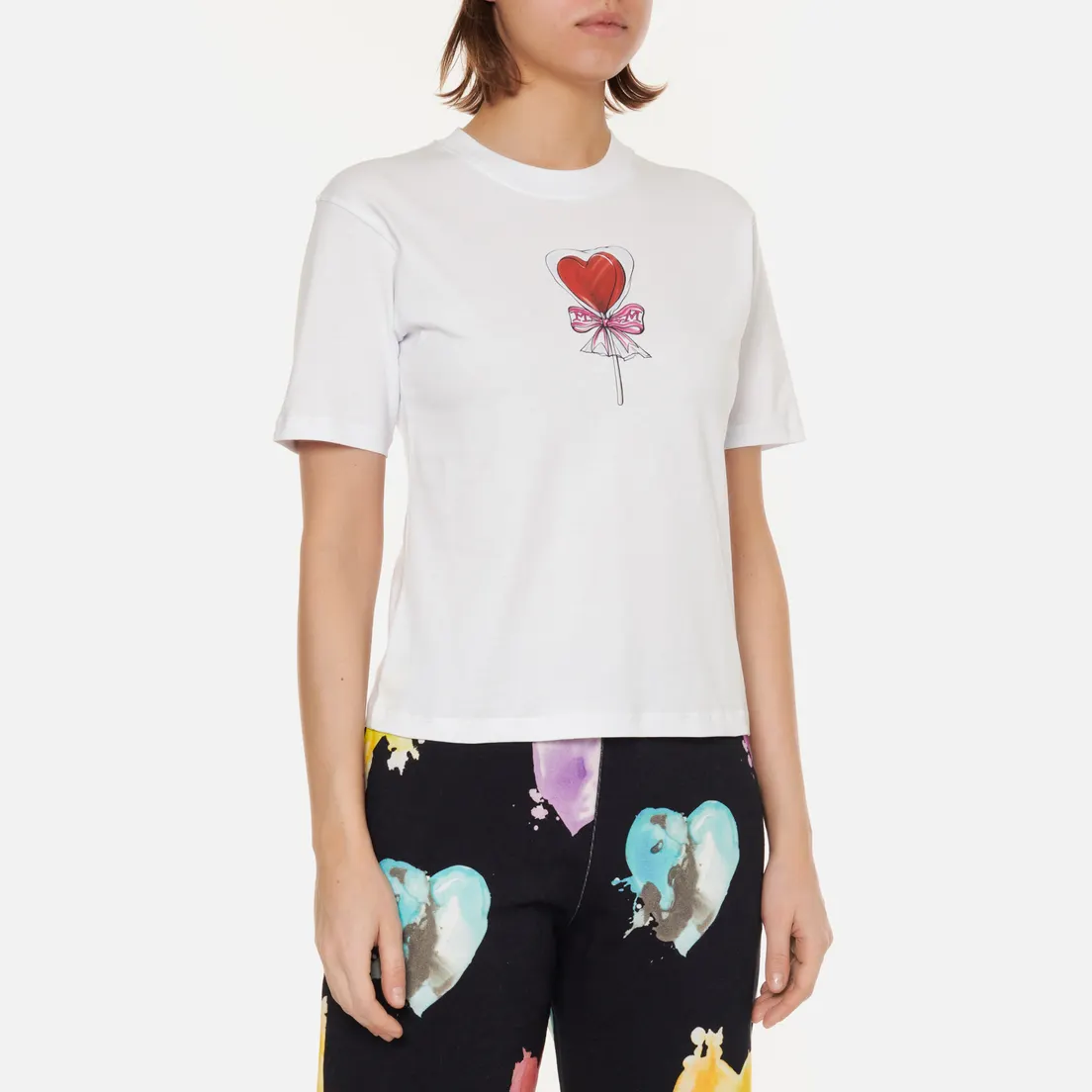 MSGM Женская футболка Lollipop Heart Crew Neck