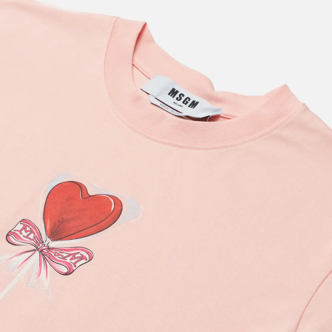 MSGM Женская футболка Lollipop Heart Crew Neck