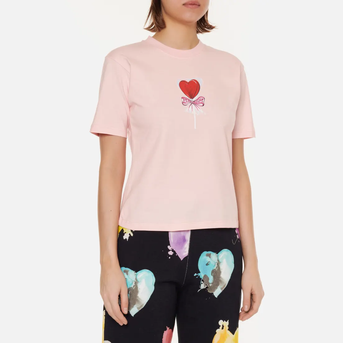 MSGM Женская футболка Lollipop Heart Crew Neck