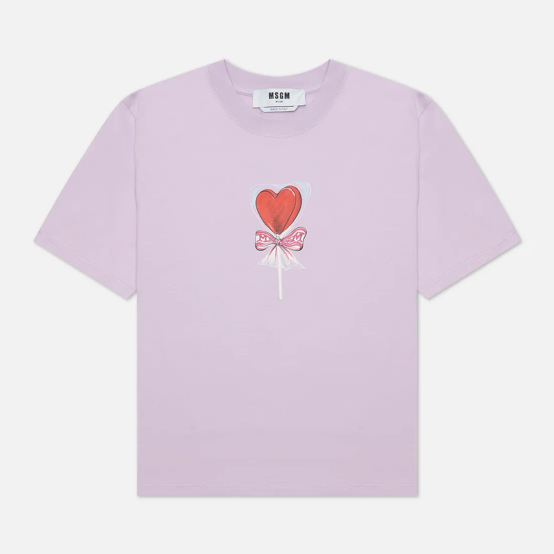 MSGM Женская футболка Lollipop Heart Crew Neck