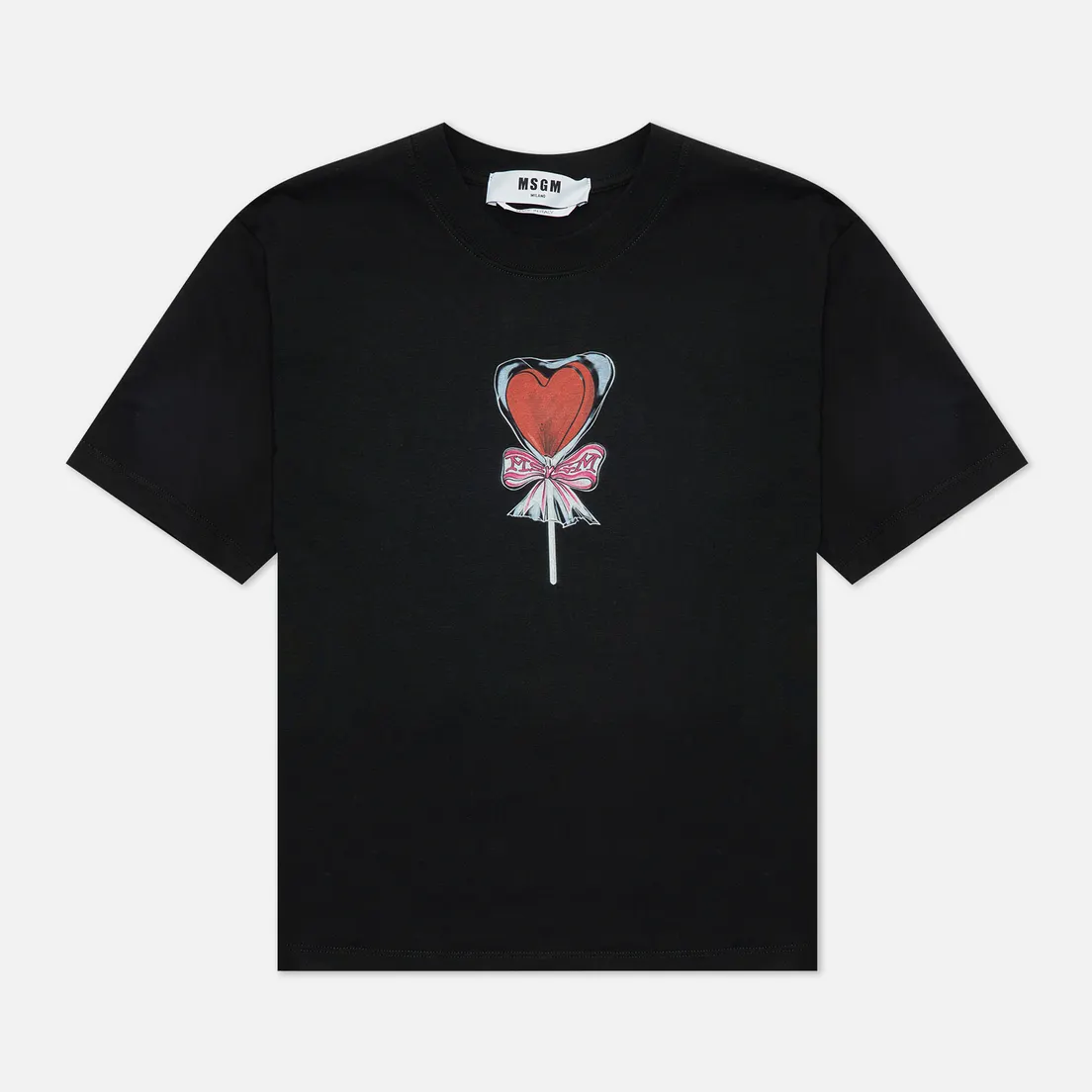 MSGM Женская футболка Lollipop Heart Crew Neck
