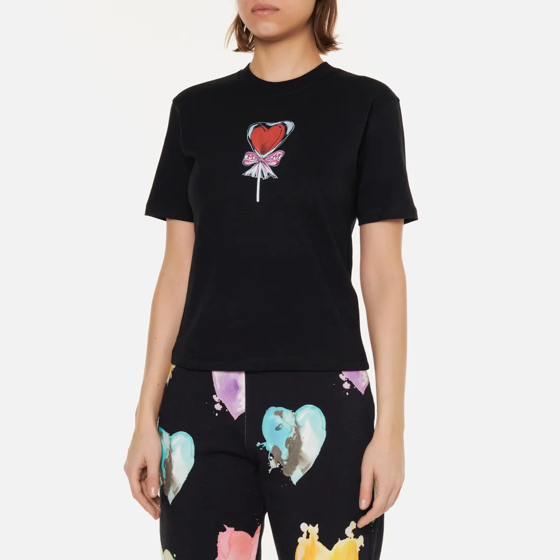 MSGM Женская футболка Lollipop Heart Crew Neck