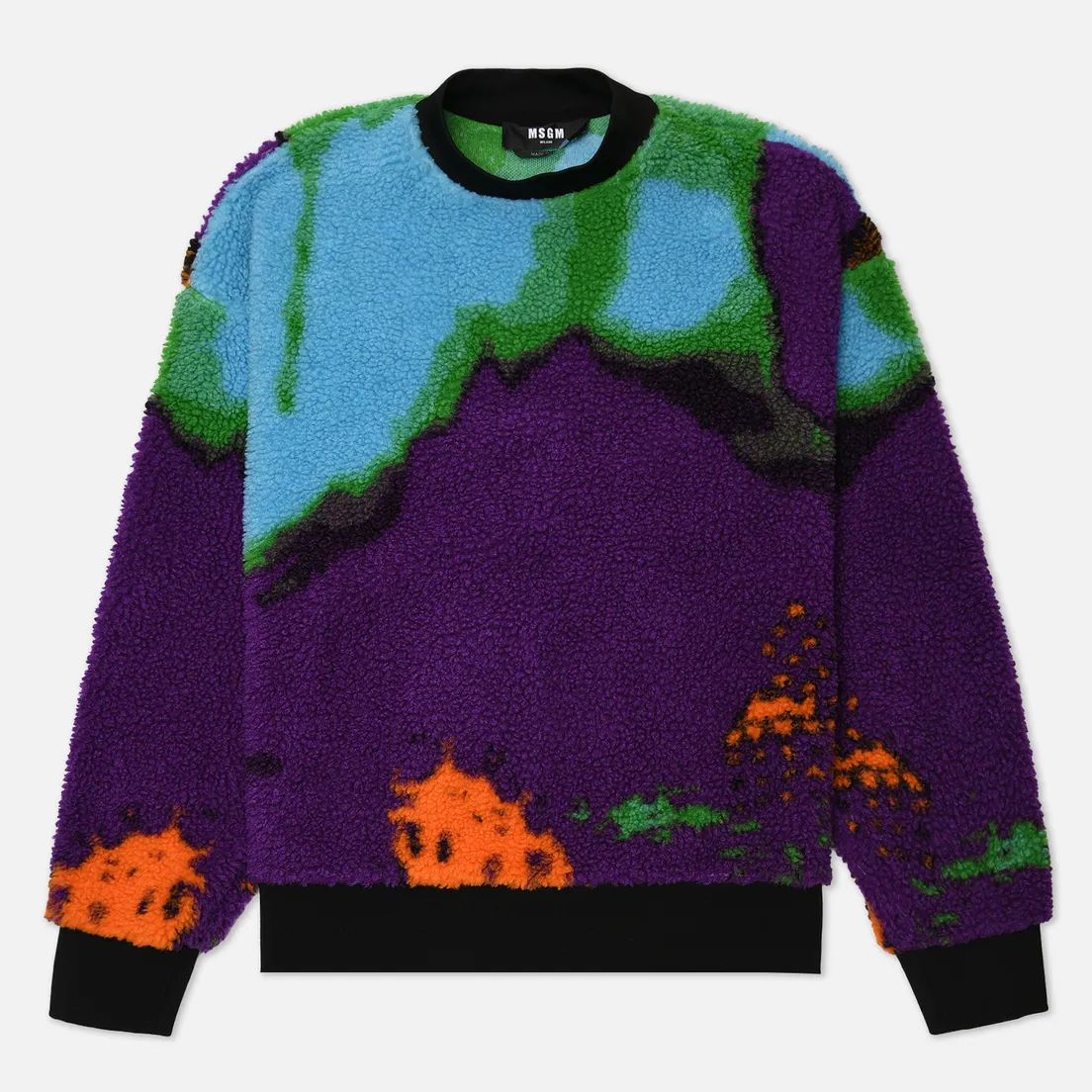 MSGM Мужская толстовка Abstract Print Sherpa Crew Neck