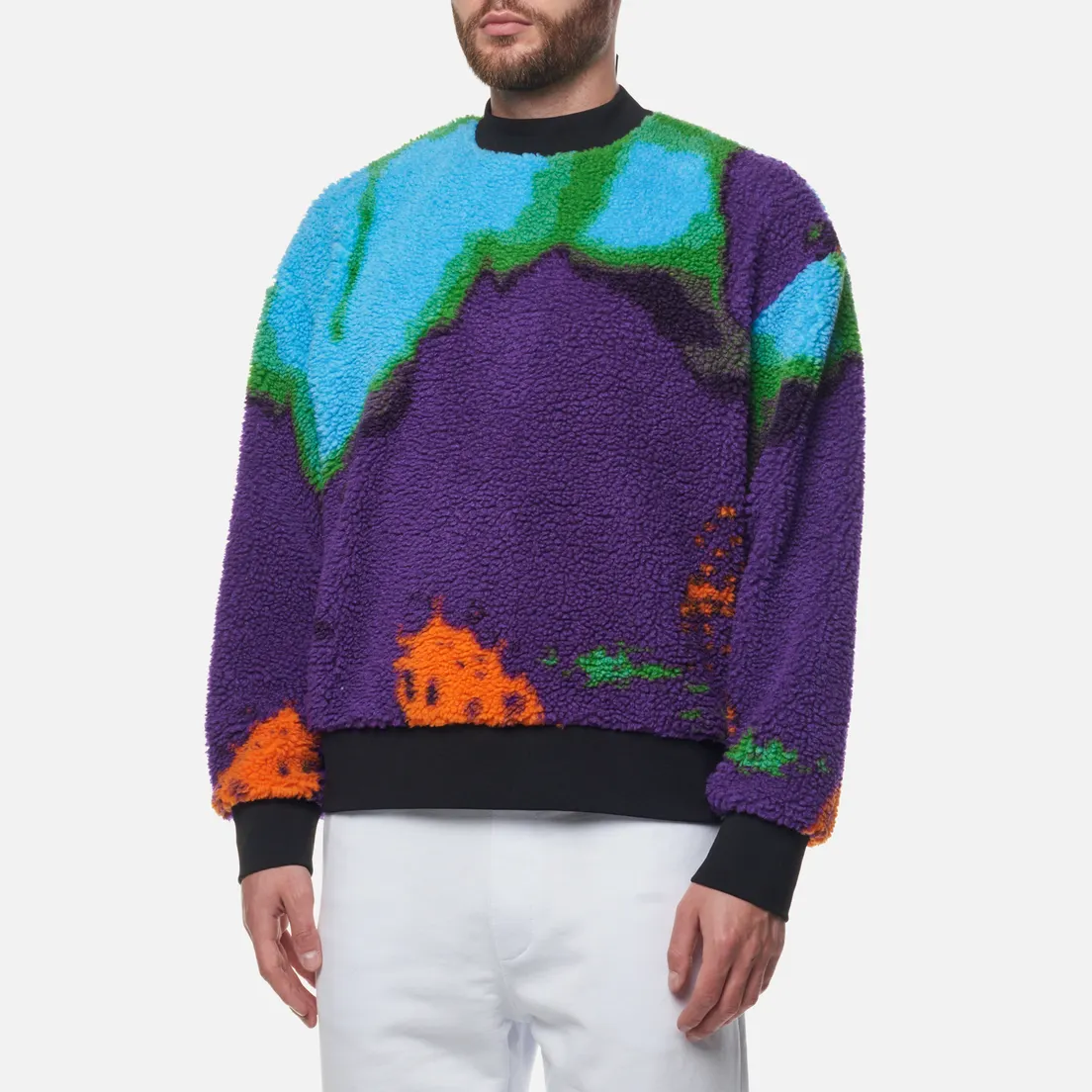 MSGM Мужская толстовка Abstract Print Sherpa Crew Neck