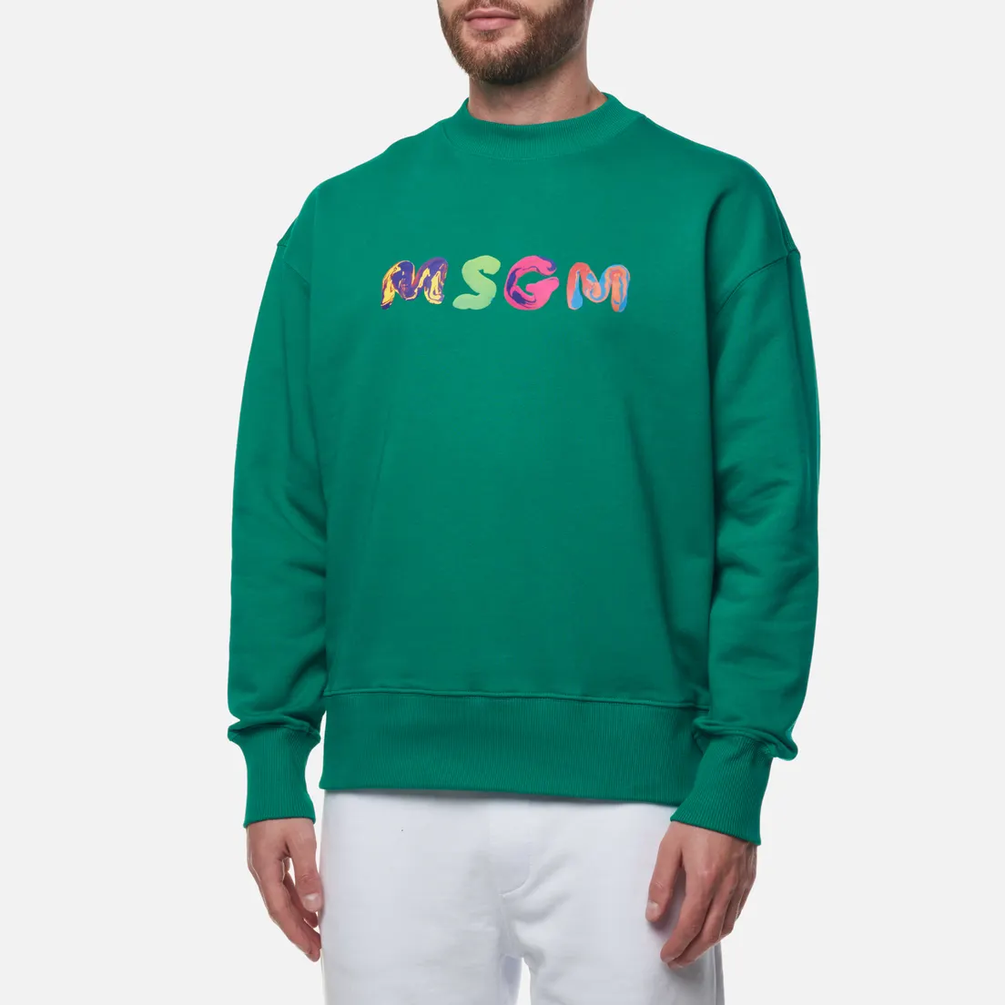 MSGM Мужская толстовка Multicolor Logo Crew Neck