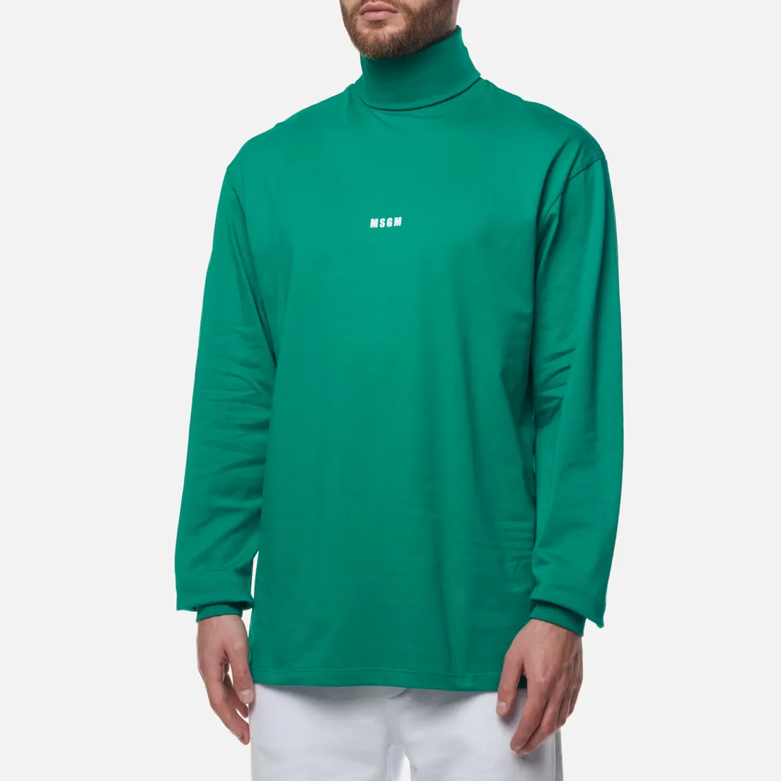 MSGM Мужской лонгслив Micrologo High Neck