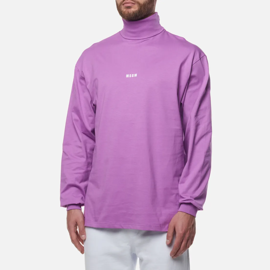 MSGM Мужской лонгслив Micrologo High Neck