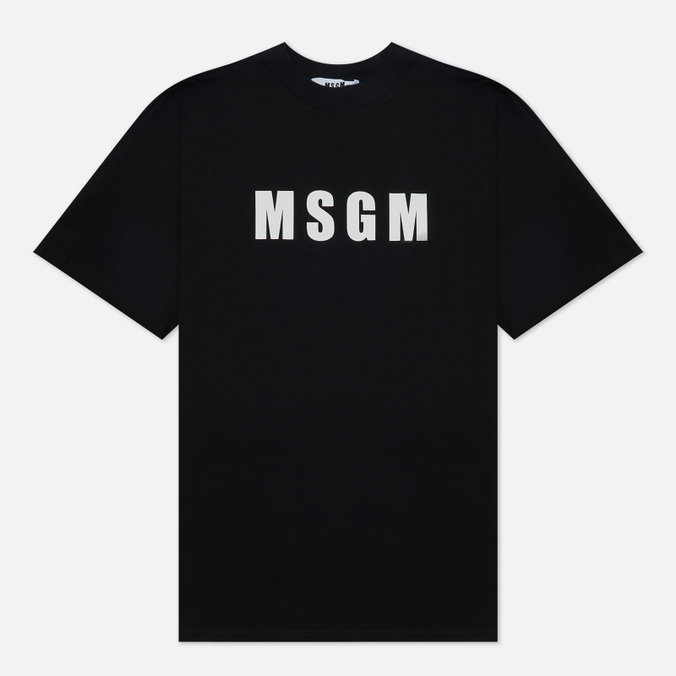 Мужская футболка MSGM, цвет чёрный, размер L 3340MM94 227798 99 Classic Logo Chest - фото 1