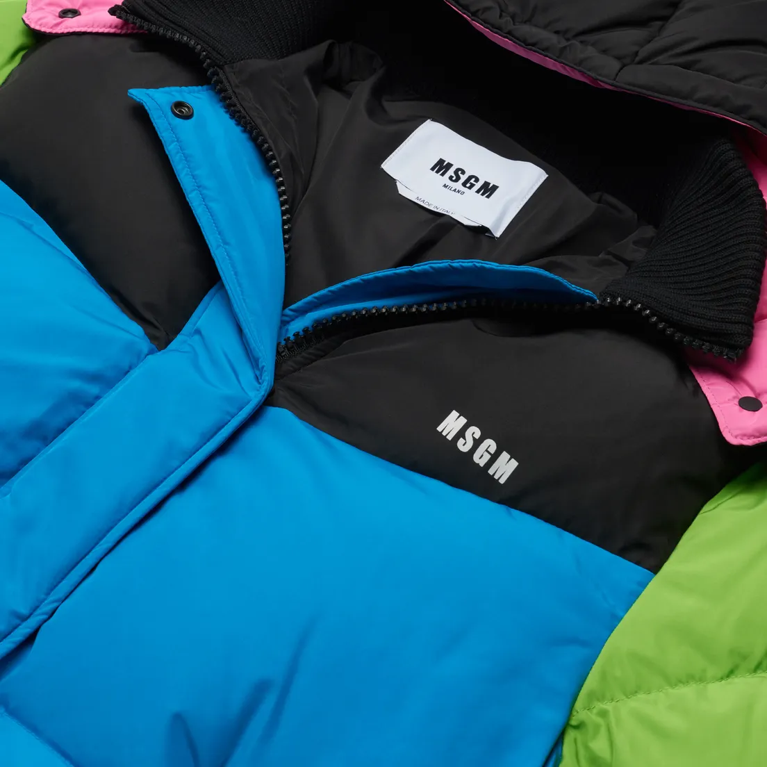 MSGM Женский пуховик Color Block Long