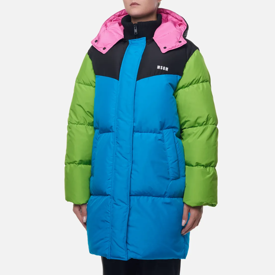 MSGM Женский пуховик Color Block Long