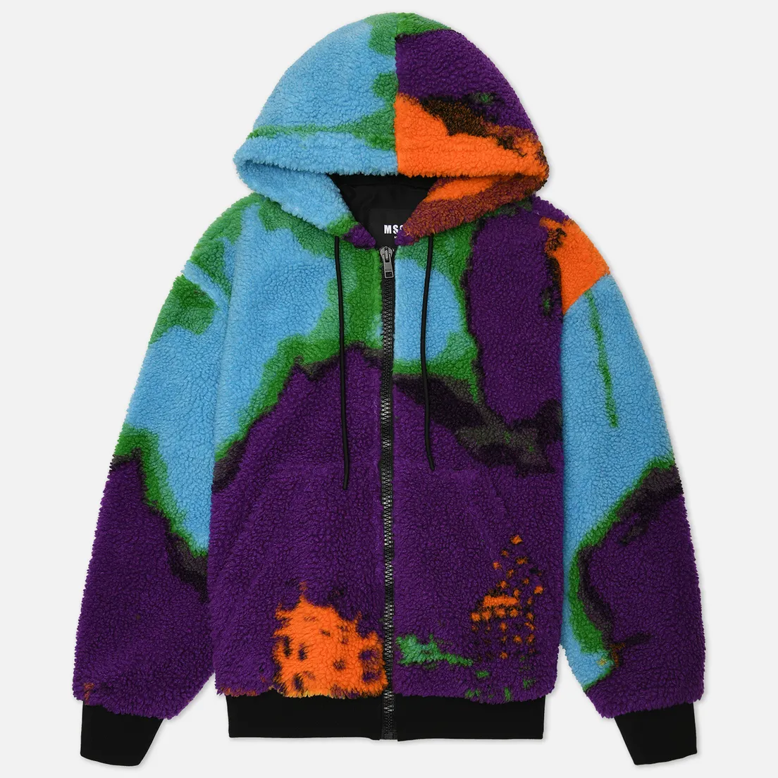 MSGM Женская флисовая куртка Abstract Print Sherpa Hooded