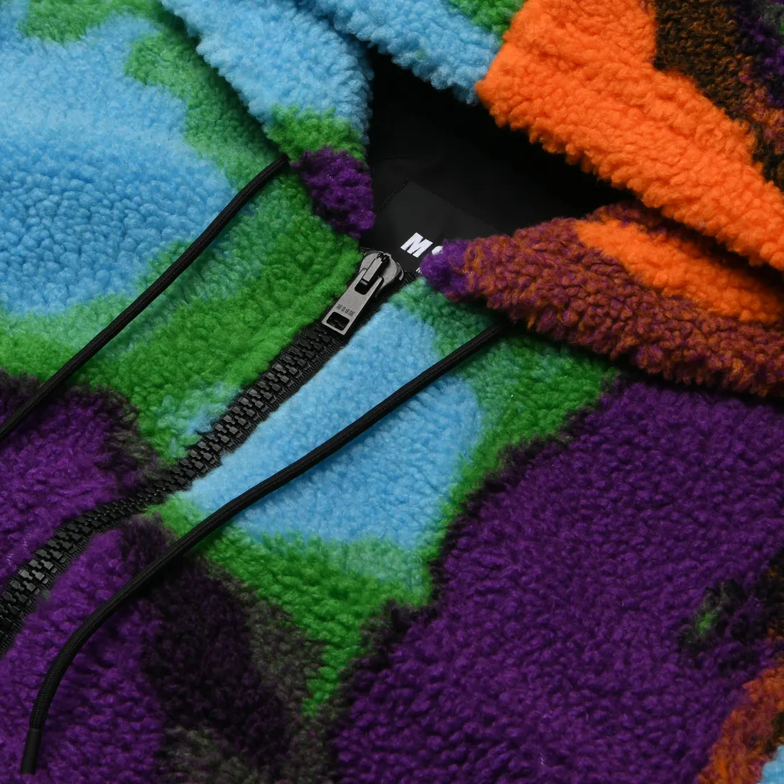 MSGM Женская флисовая куртка Abstract Print Sherpa Hooded
