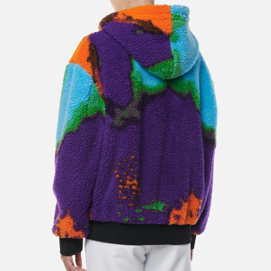 MSGM Женская флисовая куртка Abstract Print Sherpa Hooded