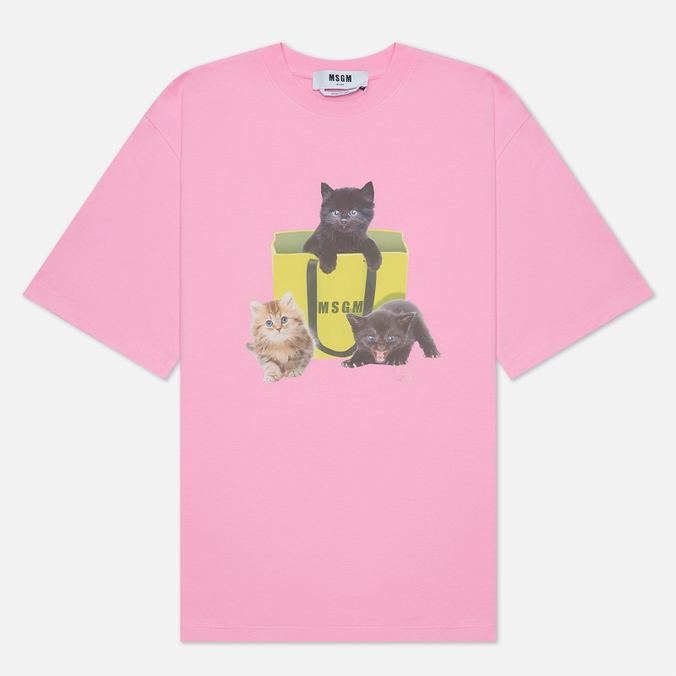 Женская футболка MSGM, цвет розовый, размер L 3341MDM172 227798 12 Three Kittens - фото 1